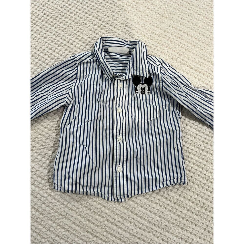 Striped Mickey Mouse Pocket Button-Down Shirt